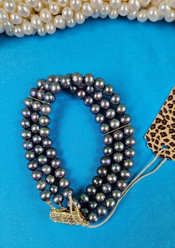 3 Strand Black Pearl Bracelet